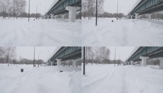 莫斯科郊区一场大雪后，公园内的地下地铁线路高清在线视频素材下载