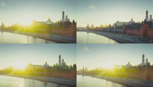 莫斯科河和克里姆林宫的超级断层，俄罗斯高清在线视频素材下载