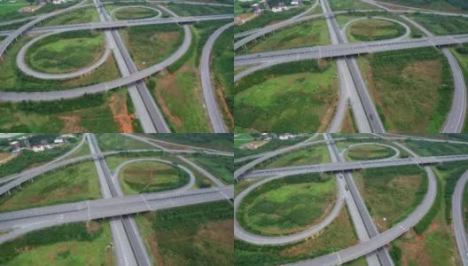 这条高速公路经过绿色的自然环境高清在线视频素材下载