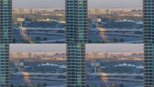 日落时分的迪拜码头高清在线视频素材下载