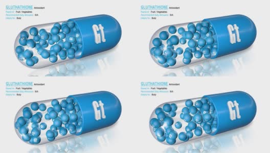 谷胱甘肽-动画抗氧化胶囊概念高清在线视频素材下载
