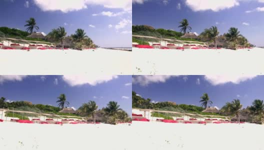 海滩床放松在图卢姆加勒比海滩视频4K高清在线视频素材下载
