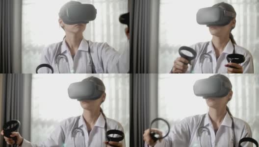医生戴着VR眼镜分析医学检查高清在线视频素材下载