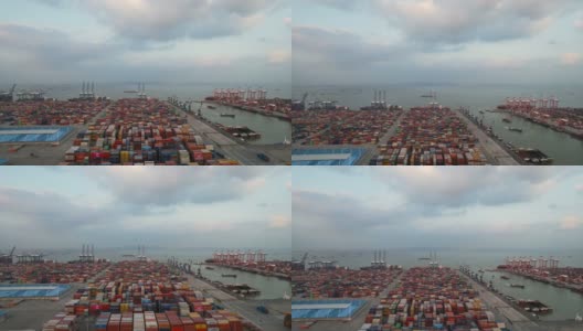 中国广州南沙港鸟瞰图高清在线视频素材下载