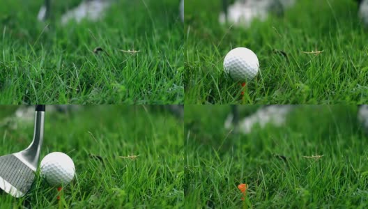 高尔夫球手用高尔夫球杆打高尔夫球高清在线视频素材下载