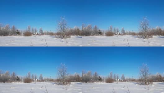 严冬的俄罗斯雪景，霜冻的日子高清在线视频素材下载