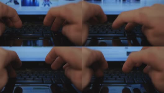 HD -男人的手在笔记本键盘上打字高清在线视频素材下载