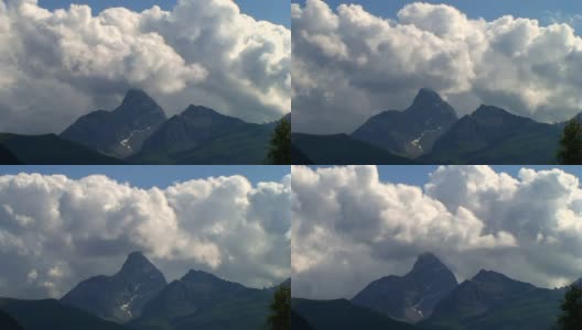 夏季景观与山和云-时间流逝高清在线视频素材下载