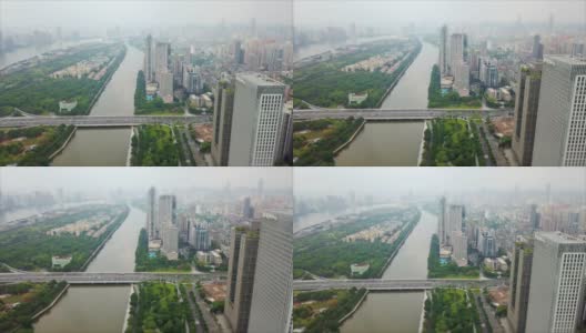 广州市景珠江天时航拍全景倾斜4k中国高清在线视频素材下载