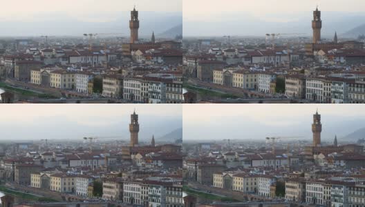佛罗伦萨,意大利托斯卡纳。佛罗伦萨大教堂的城市景观，正式的圣母玛利亚大教堂高清在线视频素材下载