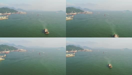 鸟瞰图船在海上运输的集装箱船高清在线视频素材下载