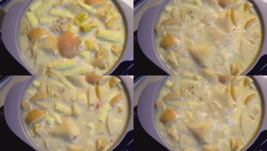 黄咖喱椰奶淡黄色煮慢炖X20速度8高清在线视频素材下载