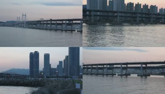 从釜山的Gwangandaegyo大桥开始高清在线视频素材下载