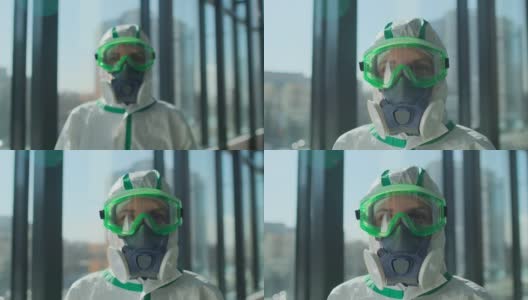 医生病毒学家科学家戴口罩，个人防护装备西服医院诊所高清在线视频素材下载