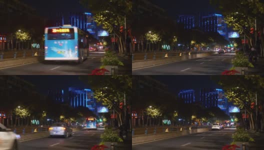 南京市中心夜景时间灯火通明，交通路侧全景4k中国高清在线视频素材下载