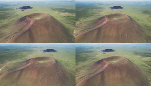 中国大草原和死火山的鸟瞰图高清在线视频素材下载