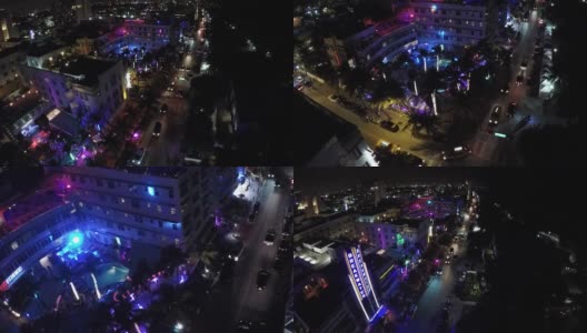 航拍夜间视频迈阿密海滩海洋大道高清在线视频素材下载