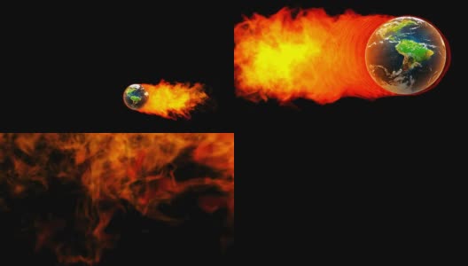 地球火球在火焰中的黑色背景高清在线视频素材下载