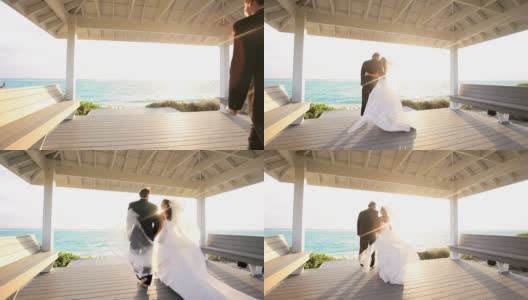 迷人的夫妇日落岛婚礼高清在线视频素材下载