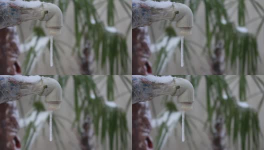 冷冻水管道。雪和冰高清在线视频素材下载