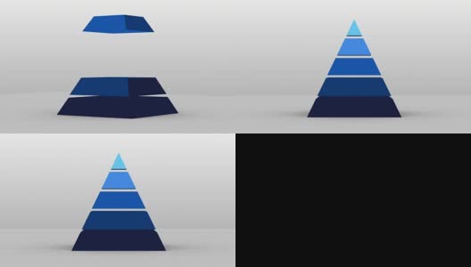 三维金字塔形状与五层，矢量信息图(包括alpha)高清在线视频素材下载