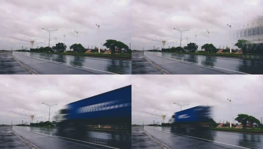 4K:高速公路上的雨天高清在线视频素材下载