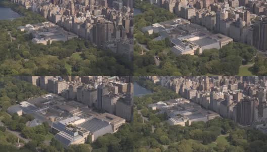 航拍:在上东区上空俯瞰绿色的纽约中央公园高清在线视频素材下载