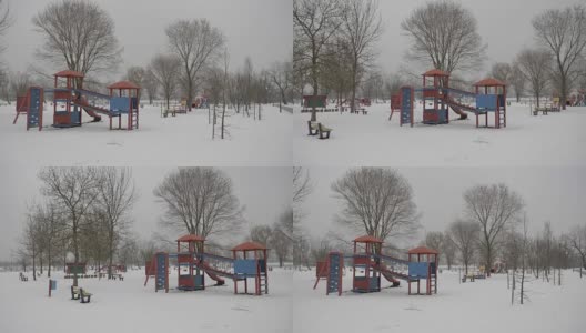 孩子们在操场上的雪宽拍摄高清在线视频素材下载