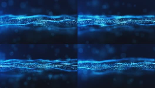 抽象蓝色数字粒子波环境运动背景高清在线视频素材下载