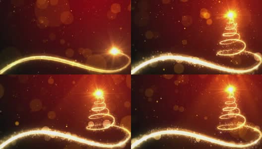 圣诞树灯的红色背景与复制空间的文本占位符高清在线视频素材下载