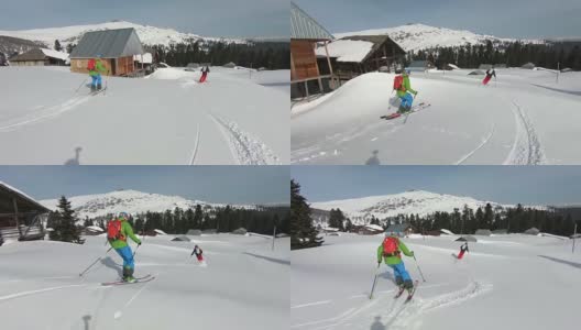 乡间滑雪下山高清在线视频素材下载