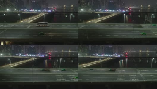 夜光珠海市景交通街道路口航拍全景4k中国高清在线视频素材下载