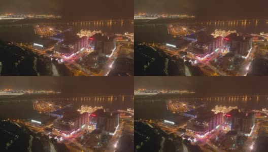 夜光澳门湾香港交通塔门大桥空中全景4k中国高清在线视频素材下载