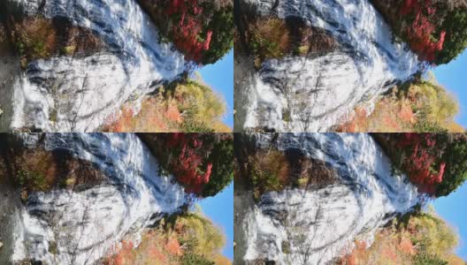 日本枥木县秋日著名的瀑布:由木瀑布高清在线视频素材下载