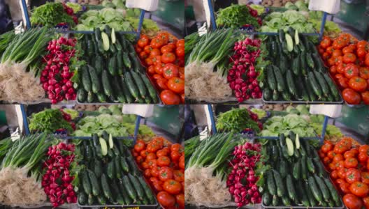 菜摊上的蔬菜高清在线视频素材下载