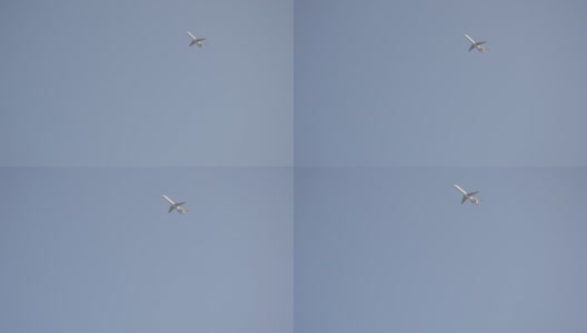 一架客机在蓝天下起飞高清在线视频素材下载