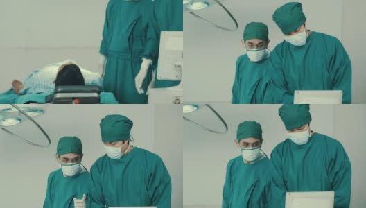 一群亚洲医生和护士在手术室里交谈。高清在线视频素材下载