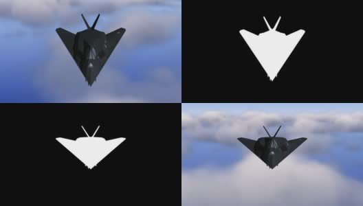 隐形F-117夜鹰，包括阿尔法罩高清在线视频素材下载