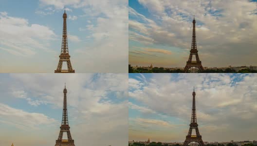 时间圈:法国巴黎的埃菲尔铁塔高清在线视频素材下载
