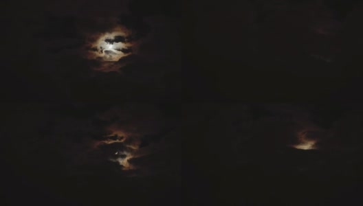 夜空中，乌云遮住了满月。高质量间隔拍摄。高清在线视频素材下载