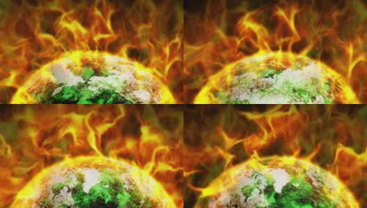 破坏的地球和火焰背景高清在线视频素材下载