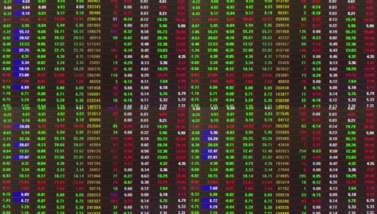 股市与交易所及买入价、买入价、成交量显示出迅速变化高清在线视频素材下载