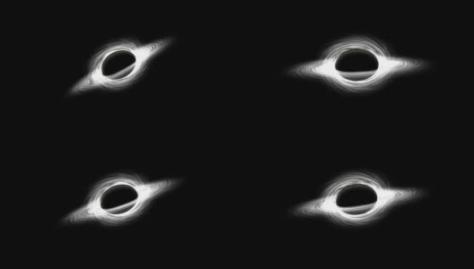超大质量黑洞的三维动画，黑暗星系星云区域的明亮黑洞，在深空旋转的电影镜头，概念空间背景。科幻图像，引力透镜，事件视界上物质的吸积盘高清在线视频素材下载