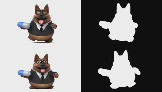 有趣的德国牧羊犬狗- 3D动画高清在线视频素材下载