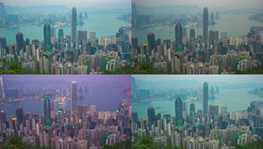 从白天到晚上的时间推移视频香港城市的天际线从高峰时间推移4K高清在线视频素材下载