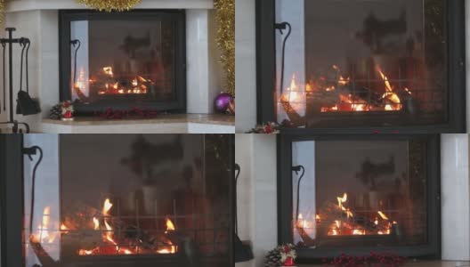 圣诞节的壁炉高清在线视频素材下载
