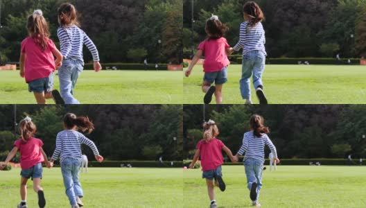 日本的孩子姐妹们在公园里玩耍高清在线视频素材下载