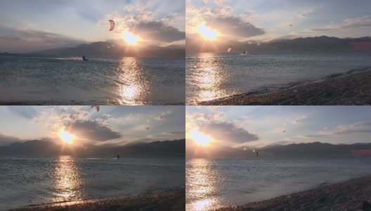 跳跃-风筝冲浪红海/达哈卜/埃及高清在线视频素材下载