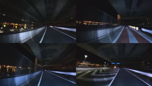 晚上在桥上开车高清在线视频素材下载