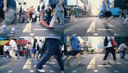 香港中环道，行人过路处高清在线视频素材下载